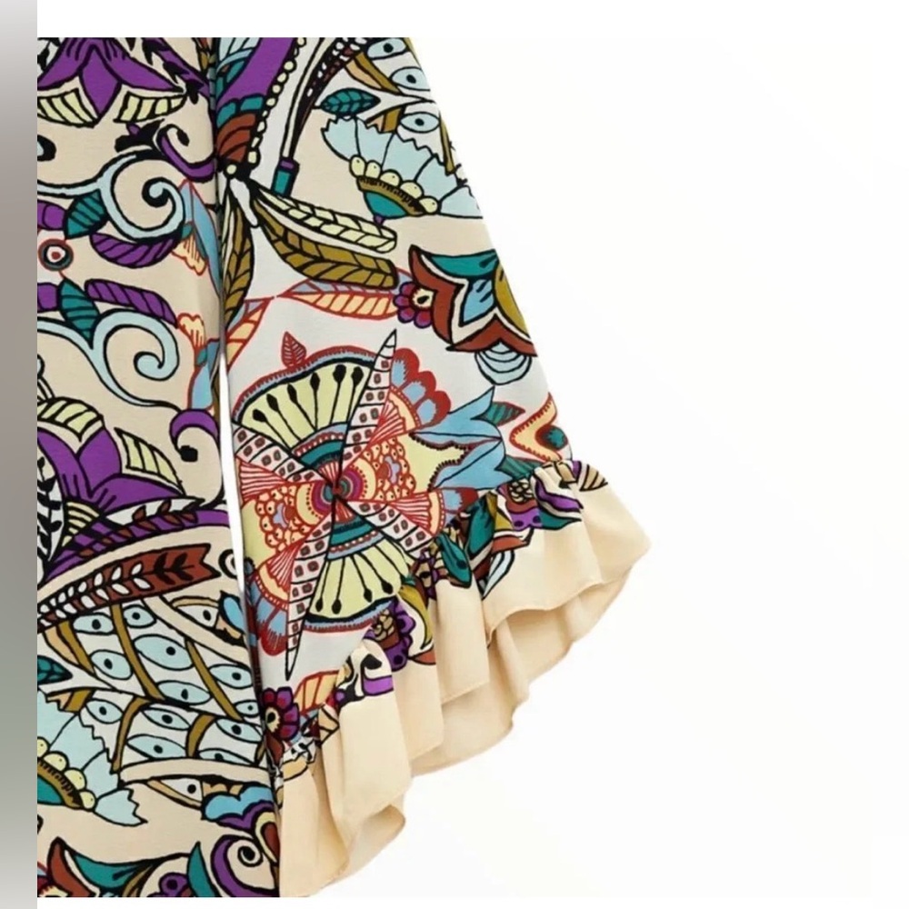 NWOT Zara ethnic tribal print midi flowy dress/Fall season dress size XS - Picture 6 of 14